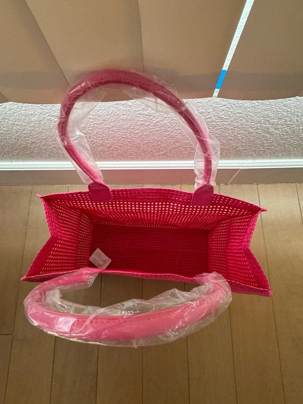 Lancôme Pink Woven Beach Tote Bag - Large Summer Shopper .New